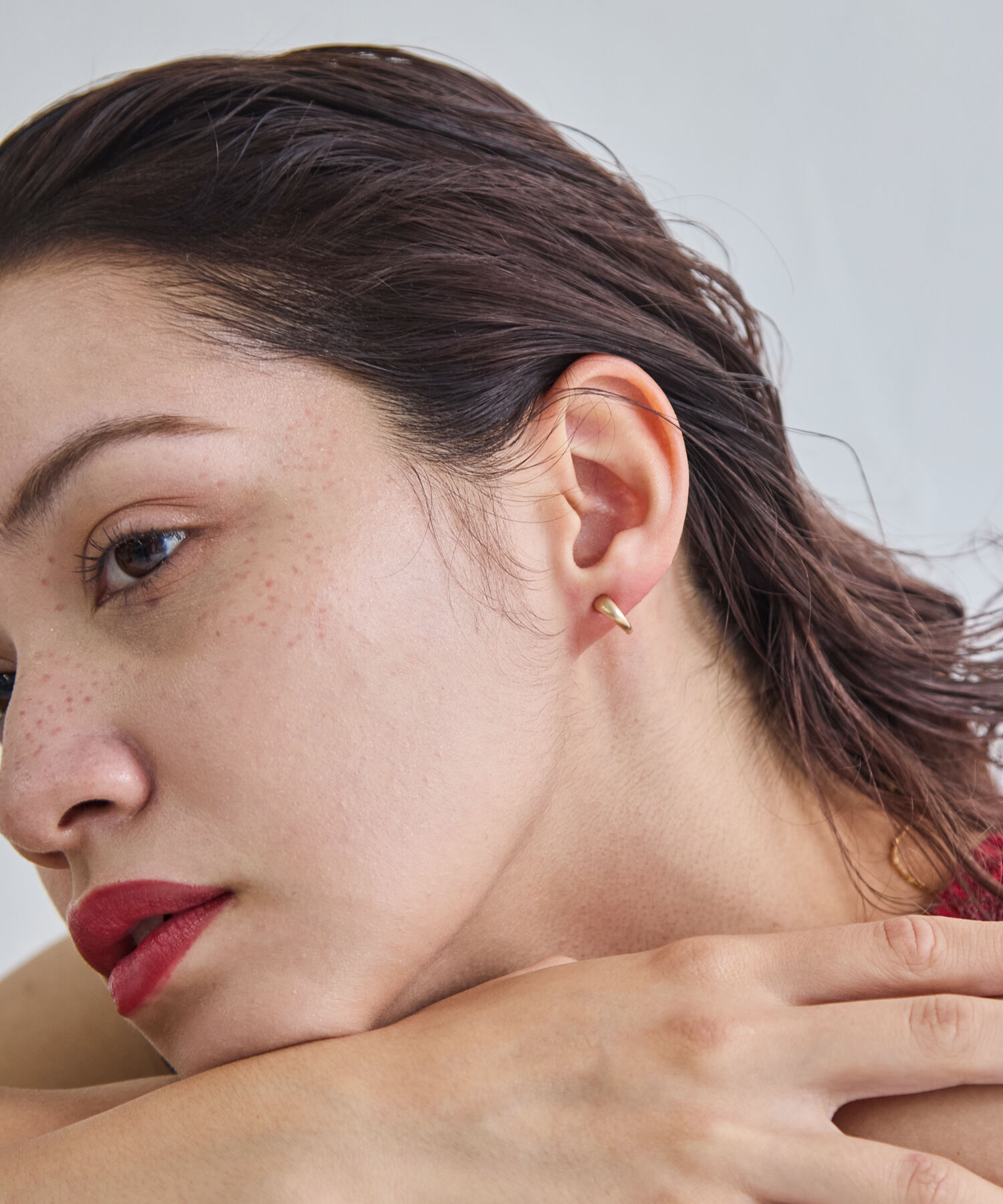 JUPITER「【K10】クレセントフープピアス/ユニセックス/マットゴールド」|ピアス|