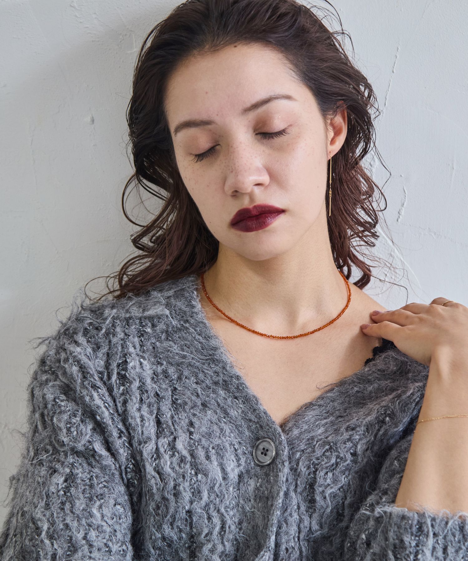 JUPITER「天然石ビーズネックレス/金属アレルギー対応/ニッケルフリー　カーネリアン」|ネックレス|