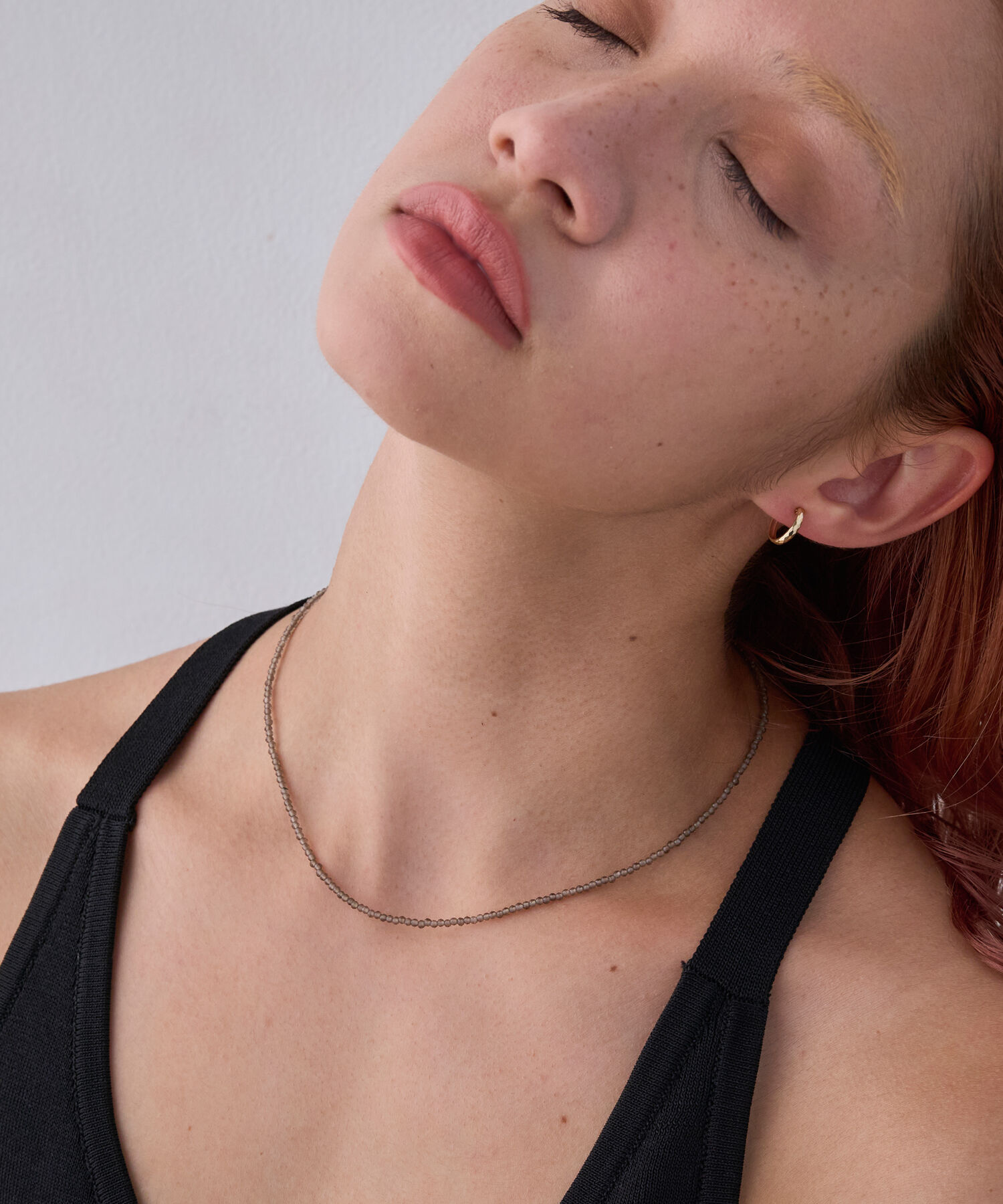 JUPITER「天然石ビーズネックレス/金属アレルギー対応/ニッケルフリー　スモーキークォーツ」|ネックレス|