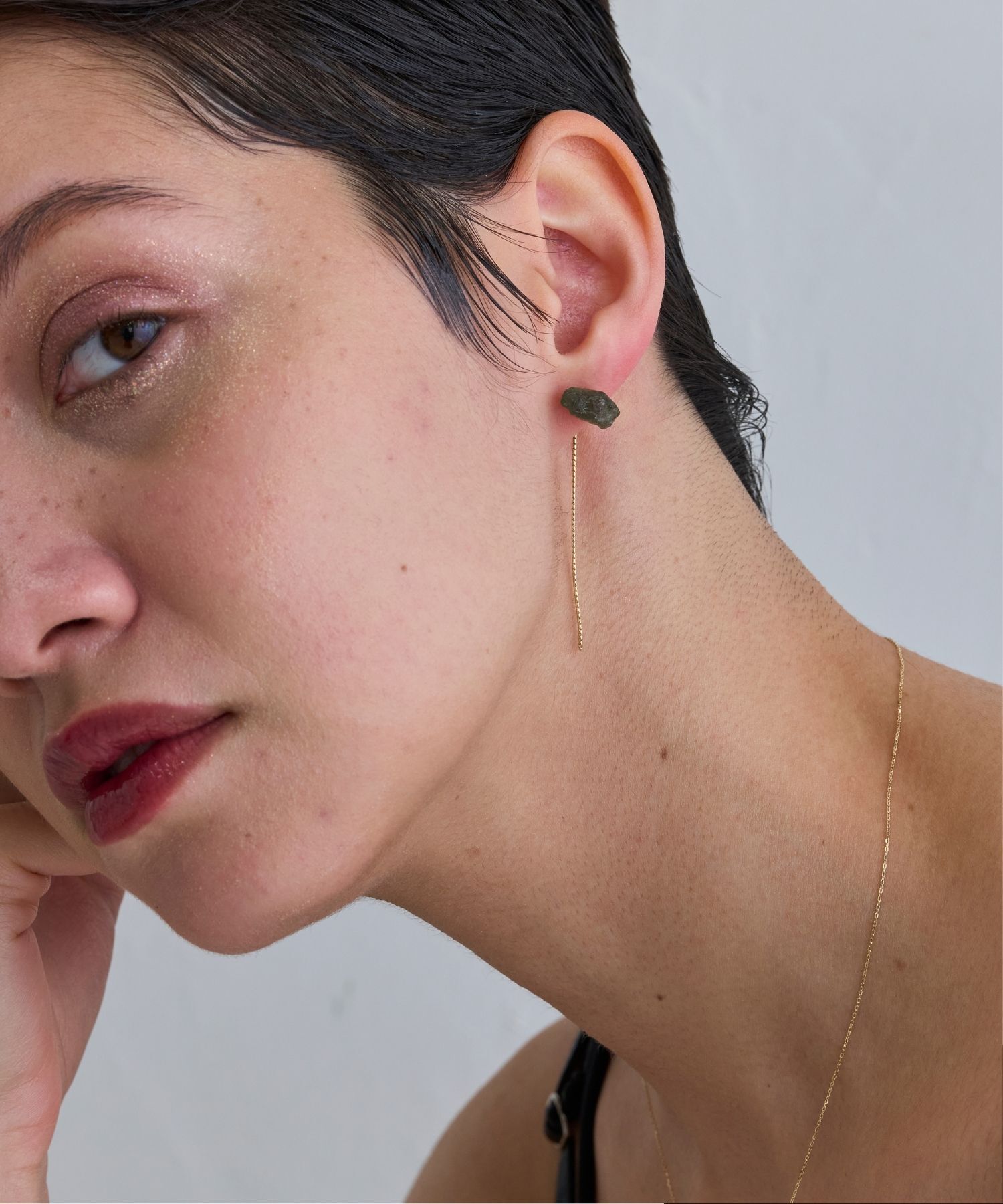 JUPITER「【K10】天然石アンカットピアス/片耳　グリーンアパタイト」|ピアス|