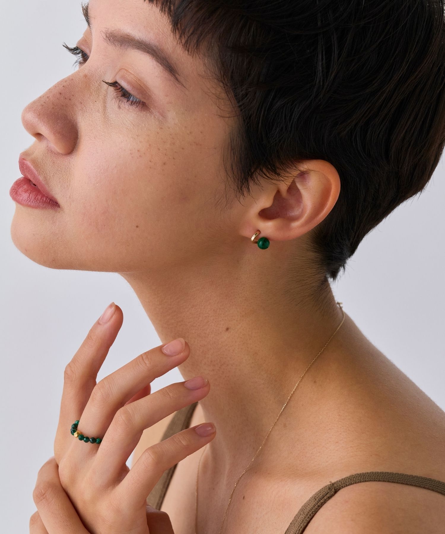 JUPITER「【K10】天然石フープフォルムピアス　マラカイト」|ピアス|