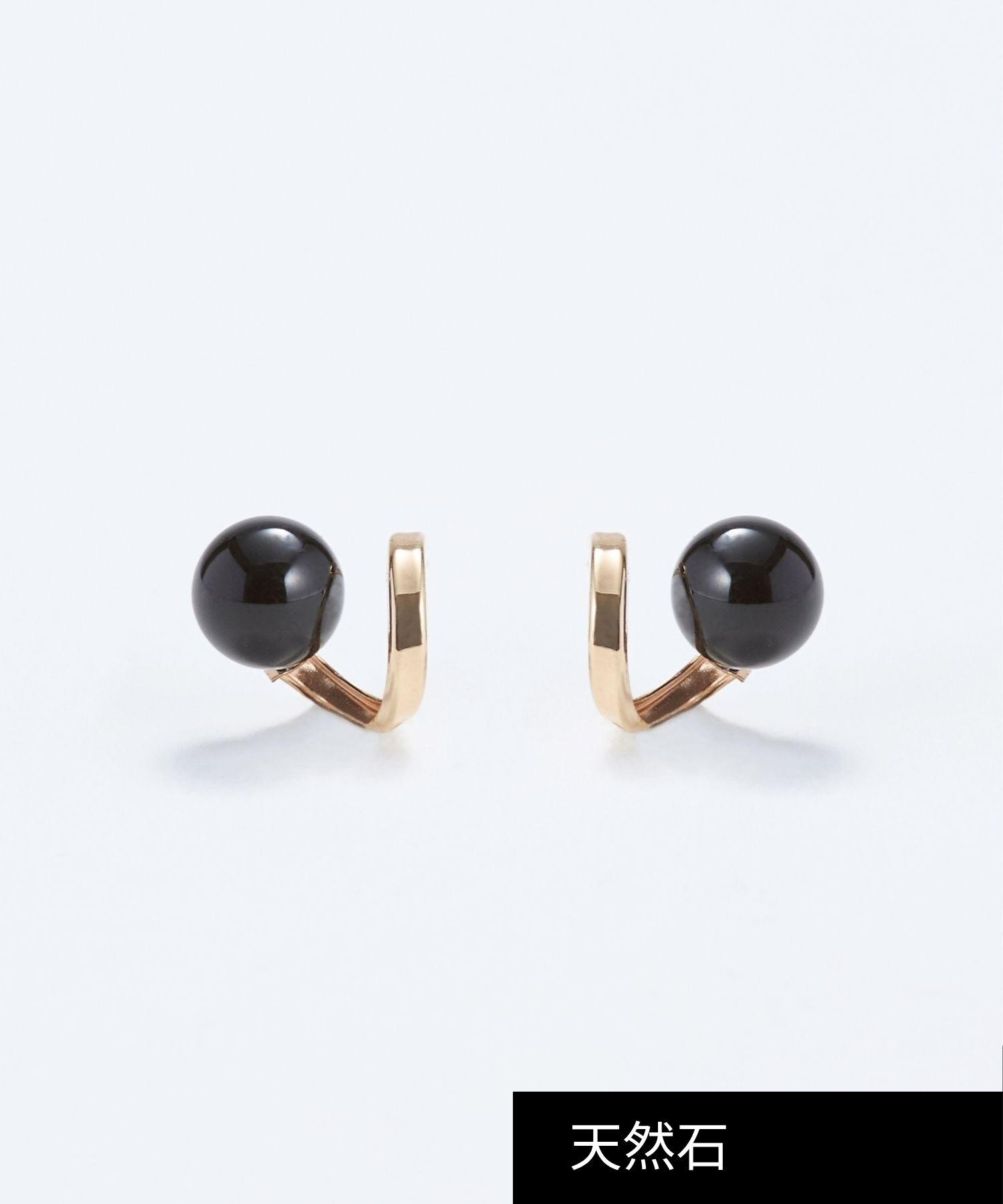 JUPITER「【K10】天然石フープフォルムピアス　オニキス」|ピアス|ブラック
