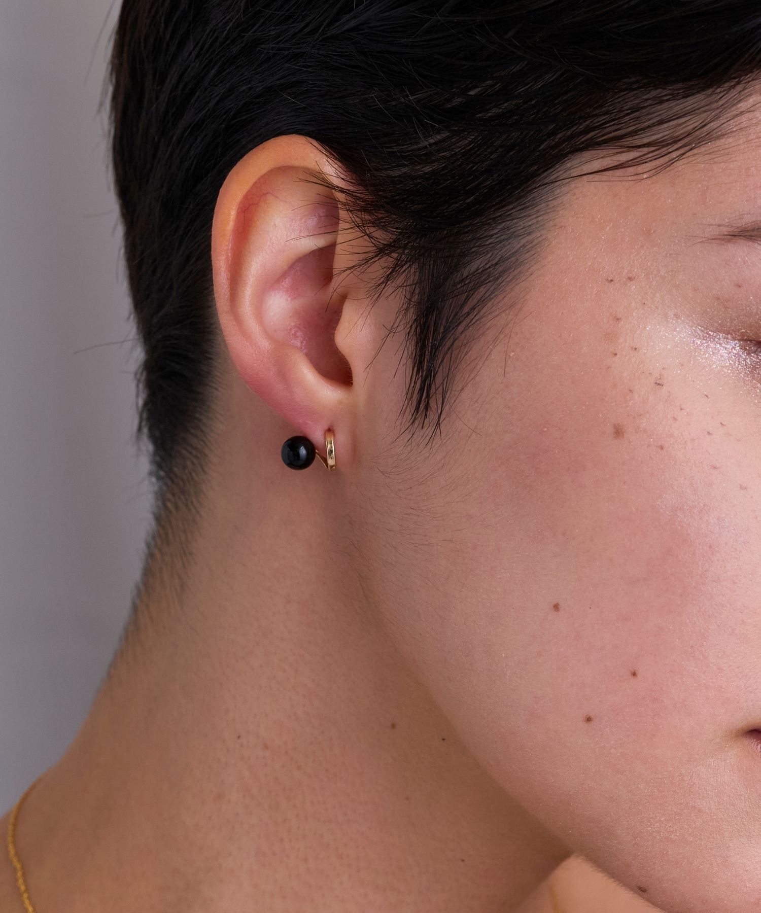 JUPITER「【K10】天然石フープフォルムピアス　オニキス」|ピアス|