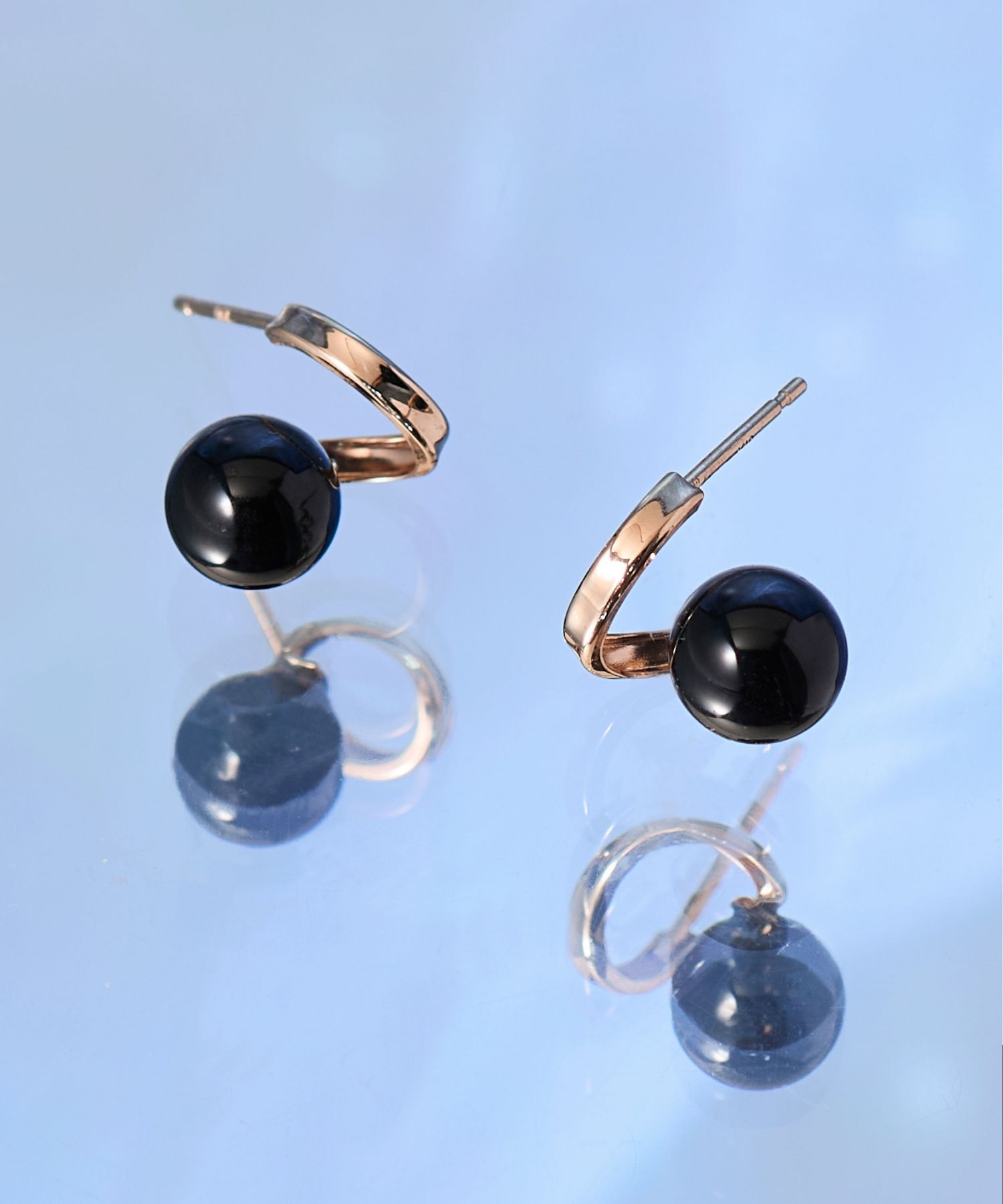 JUPITER「【K10】天然石フープフォルムピアス　オニキス」|ピアス|