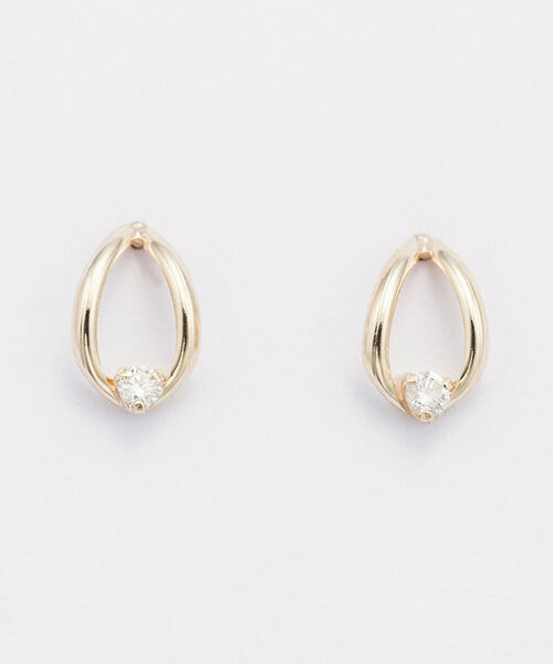 Phoebe「【K10】リーフダイヤモンドピアス/BOX付き」|ピアス|