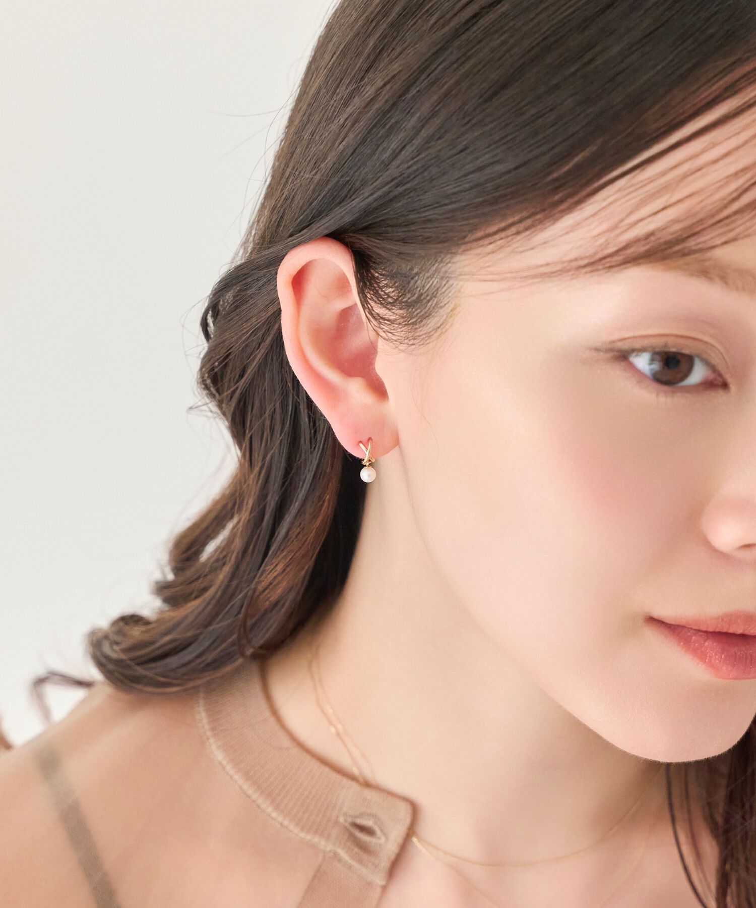 Phoebe「【K10】クロッシングパールピアス/BOX付き」|ピアス|