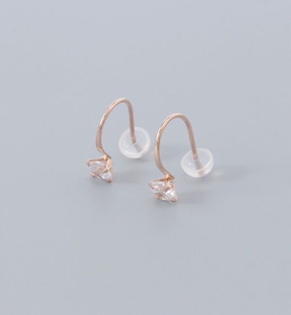 Phoebe「【K10】ブリリアンフックピアス　ローズゴールド/BOX付き」|ピアス|ローズゴールド