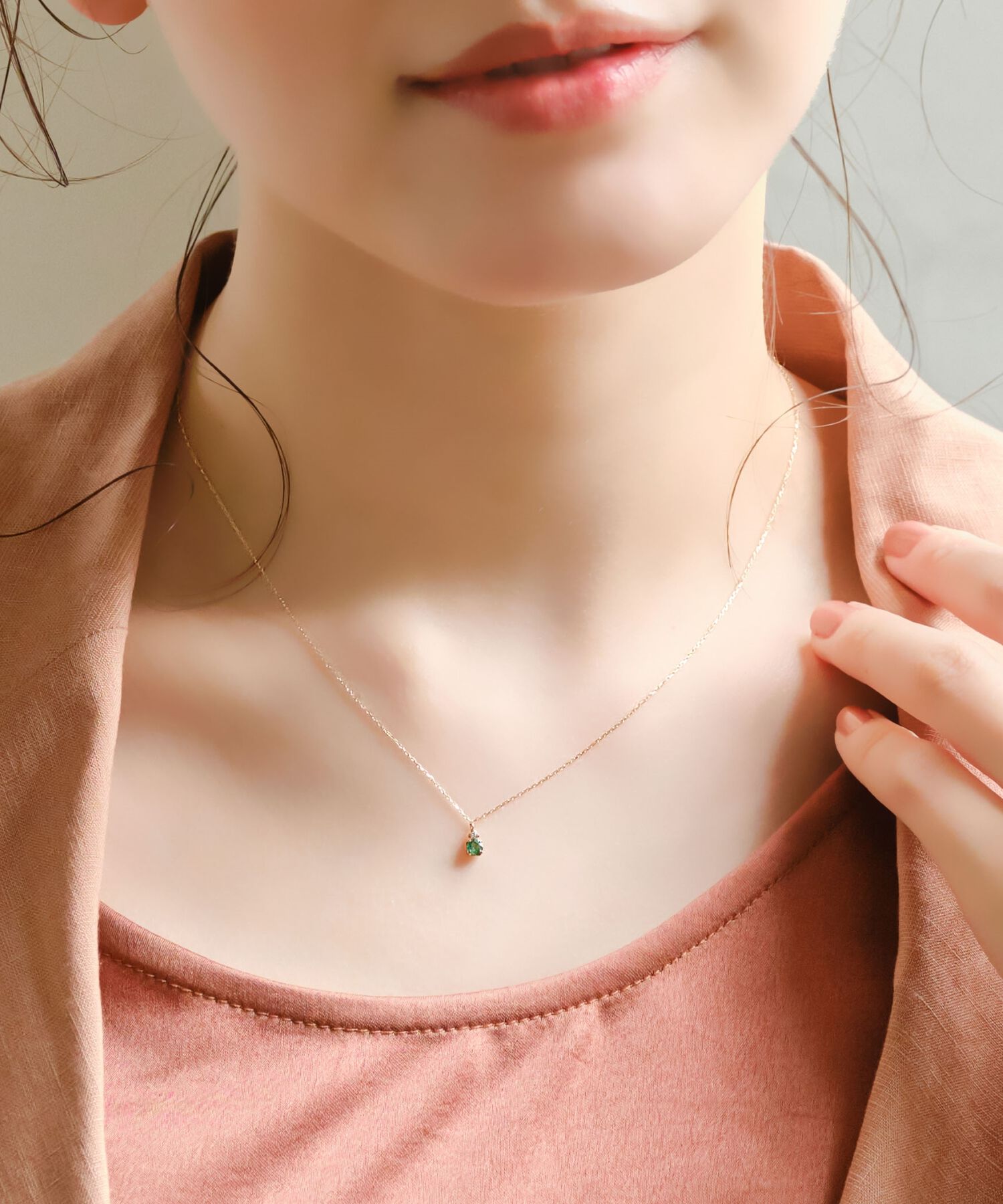 Phoebe「【K10】ジュエルラックネックレス　エメラルド/BOX付き/全長:40cm」|ネックレス|