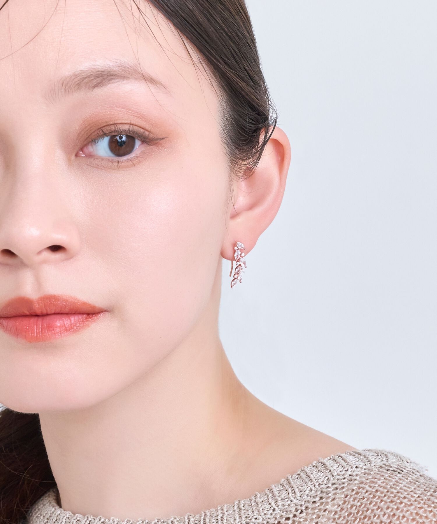 Phoebe「リーフグレースビジューピアス&イヤリング　ローズゴールド」|ピアス|