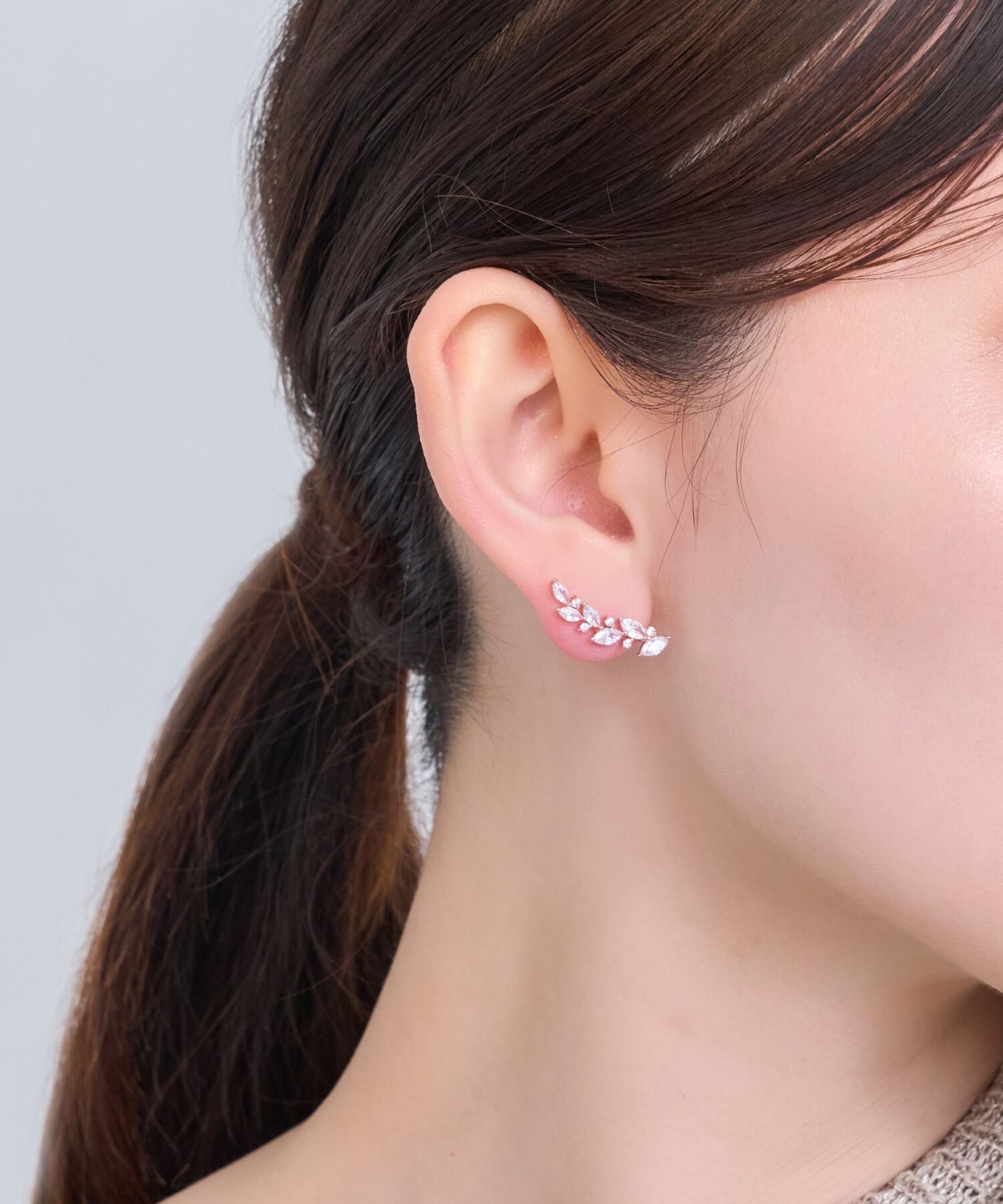 Phoebe「リーフグレースビジューピアス&イヤリング　ローズゴールド」|ピアス|