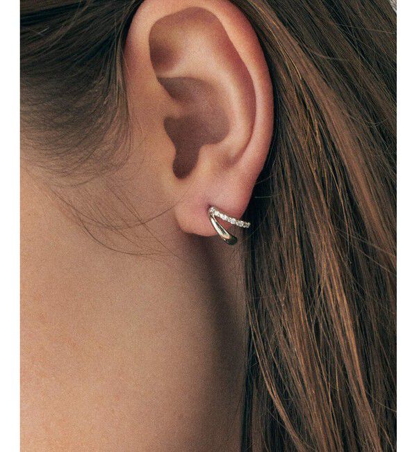 ete「ビジュー ダブルライン ピアス」|ピアス|
