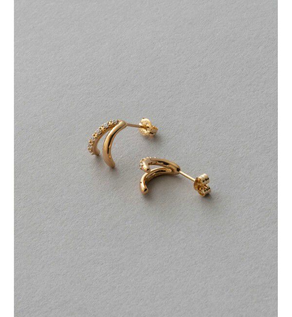 ete「ビジュー ダブルライン ピアス」|ピアス|
