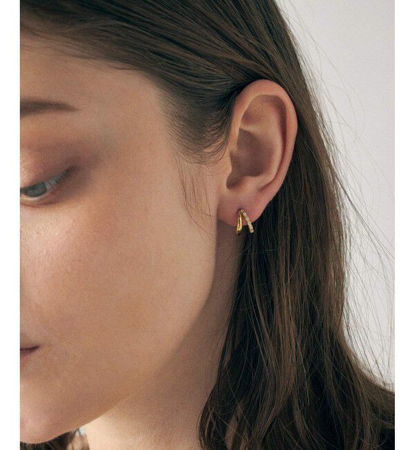 ete「ビジュー ダブルライン ピアス」|ピアス|