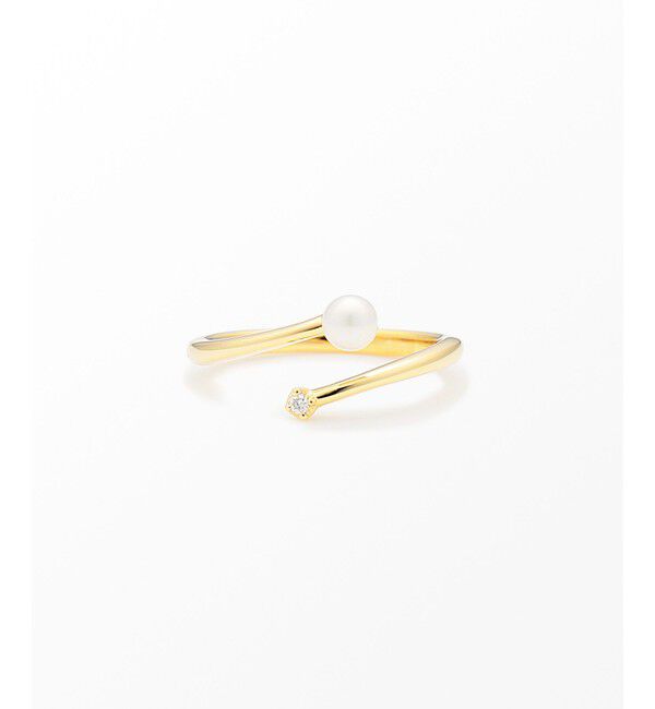 Jouete「ダイヤモンド&times;パール フォークリング」|リング|イエローゴールド