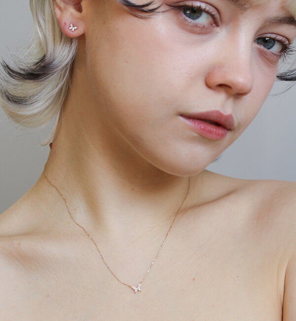  「ダイヤモンド バタフライ ピアス | K10YG」|ピアス|
