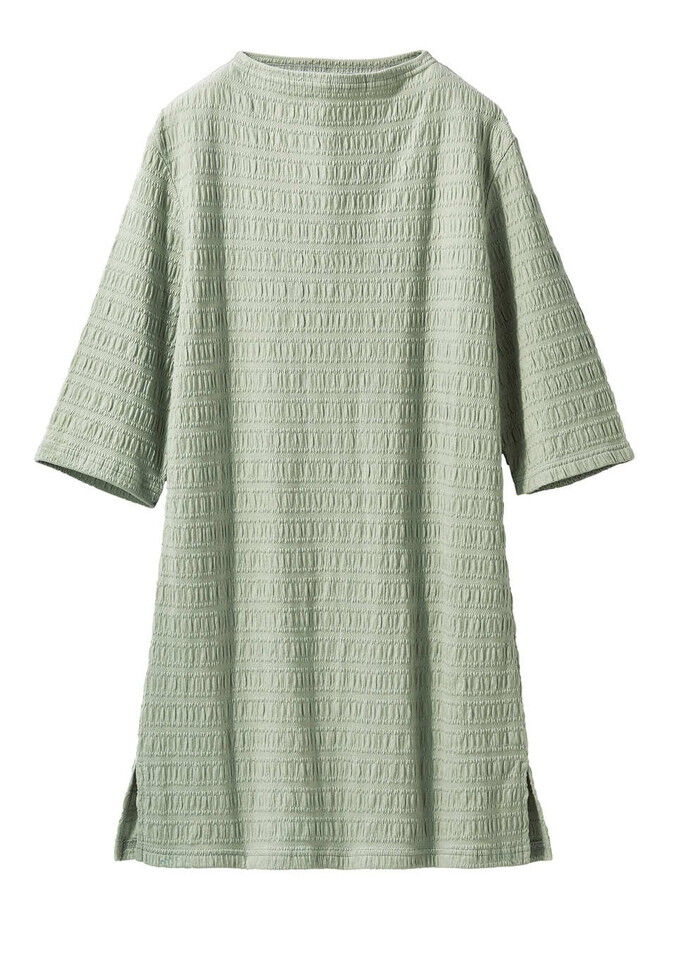 BACKYARD FAMILY「チュニック レディース 通販 ジャガードチュニック レディースチュニック 綿混 トップス 半袖」|Tシャツ・カットソー|