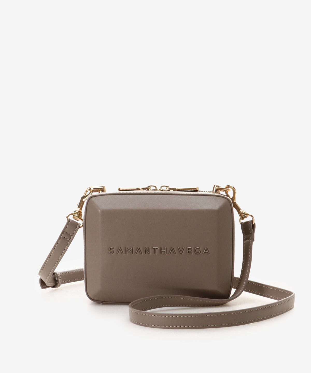 Samantha Vega「ナノスクエアストーンショルダーバッグ」|ショルダー・メッセンジャー|グレージュ