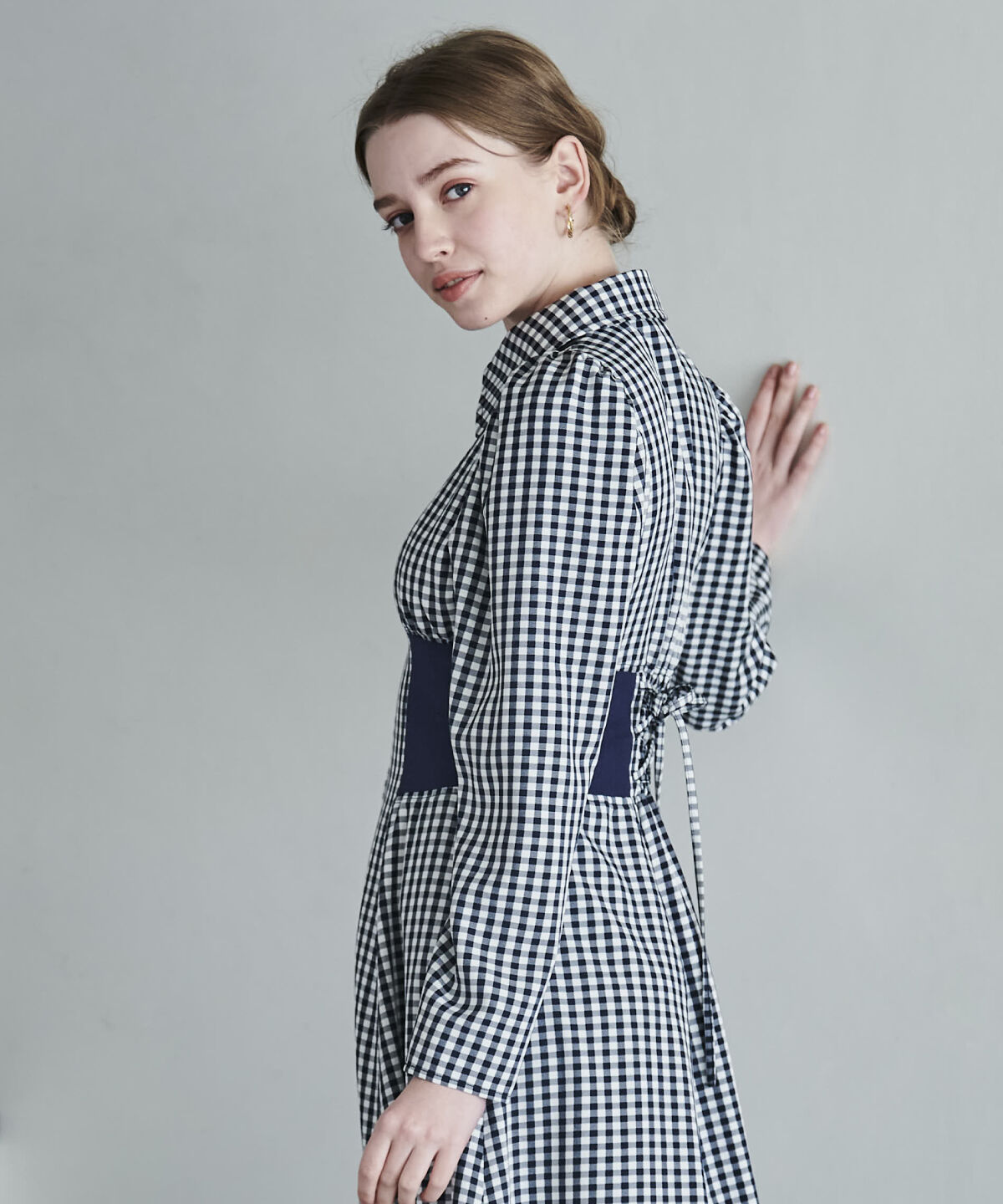 アンドクチュール「ウエストリブフロントジップギンガムチェックワンピース」|ワンピース|