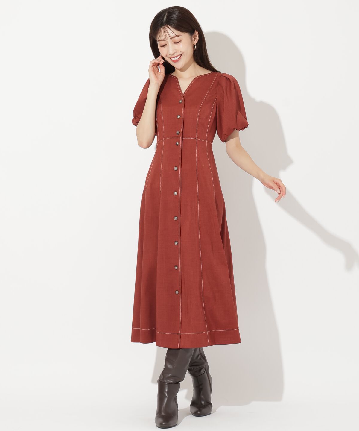 アンドクチュール「ボリュームスリーブワンピース」|ワンピース|