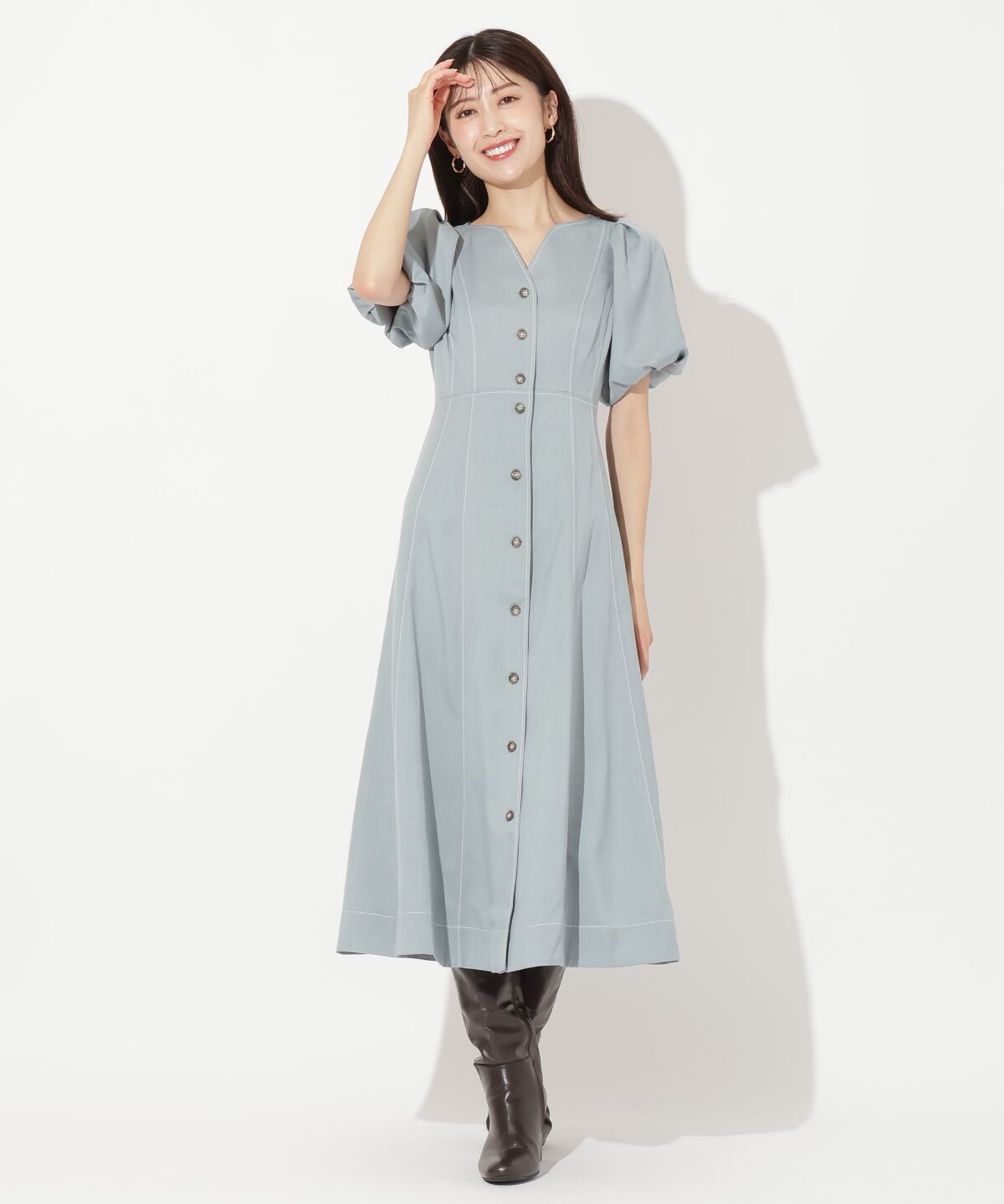 アンドクチュール「ボリュームスリーブワンピース」|ワンピース|