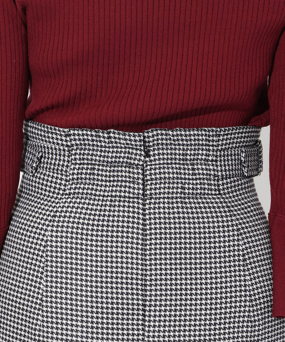 アンドクチュール「サイドベルト千鳥切替スカート」|フレア|