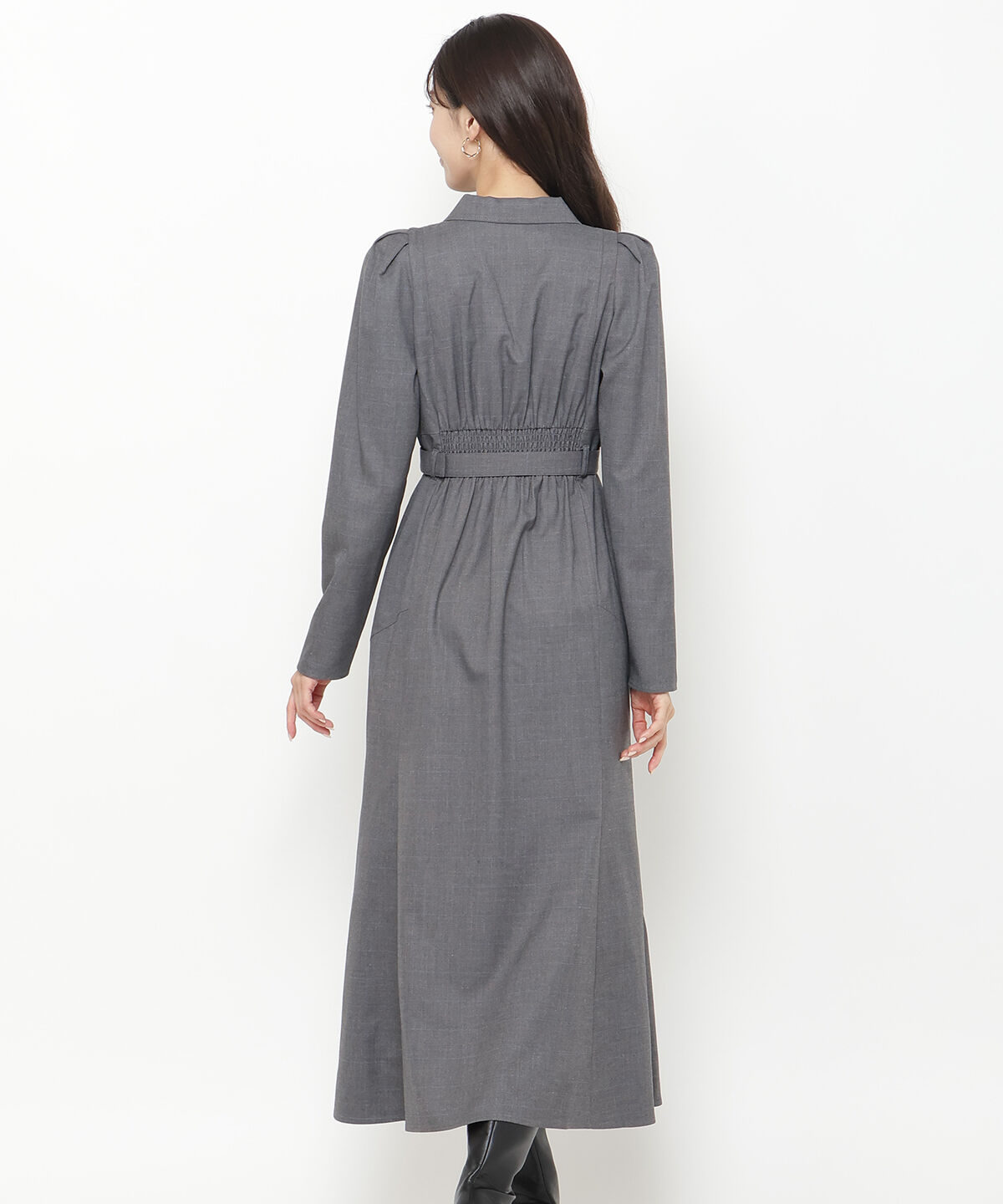 アンドクチュール「パワショルテーラーカラー長袖ワンピース」|ワンピース|