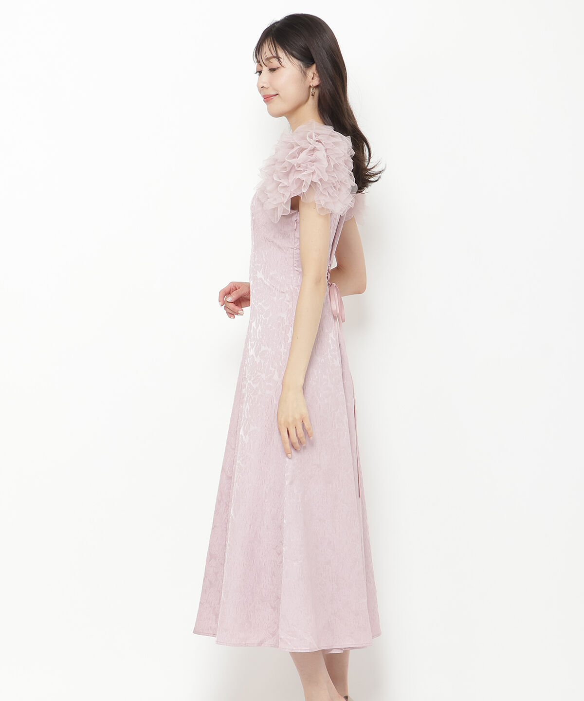 アンドクチュール「フリルチュールショルダーフレアドレス」|ドレス|