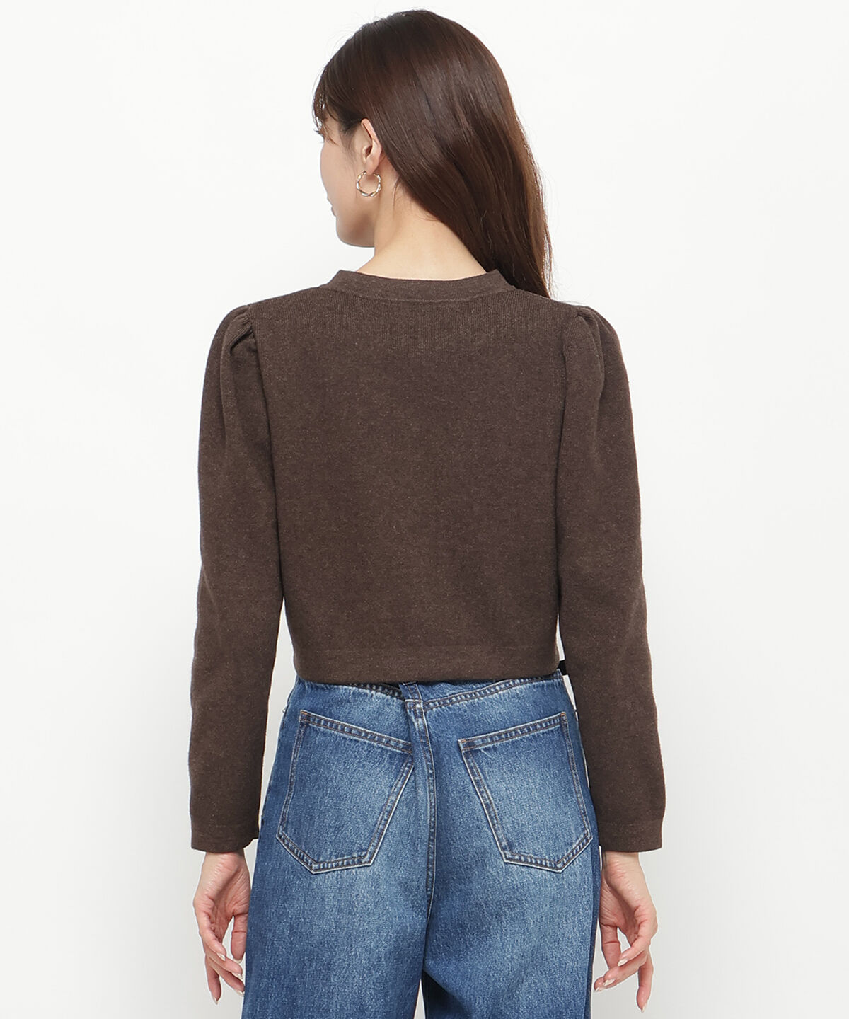 アンドクチュール「ノーカラーニットカーデジャケット」|カーディガン|