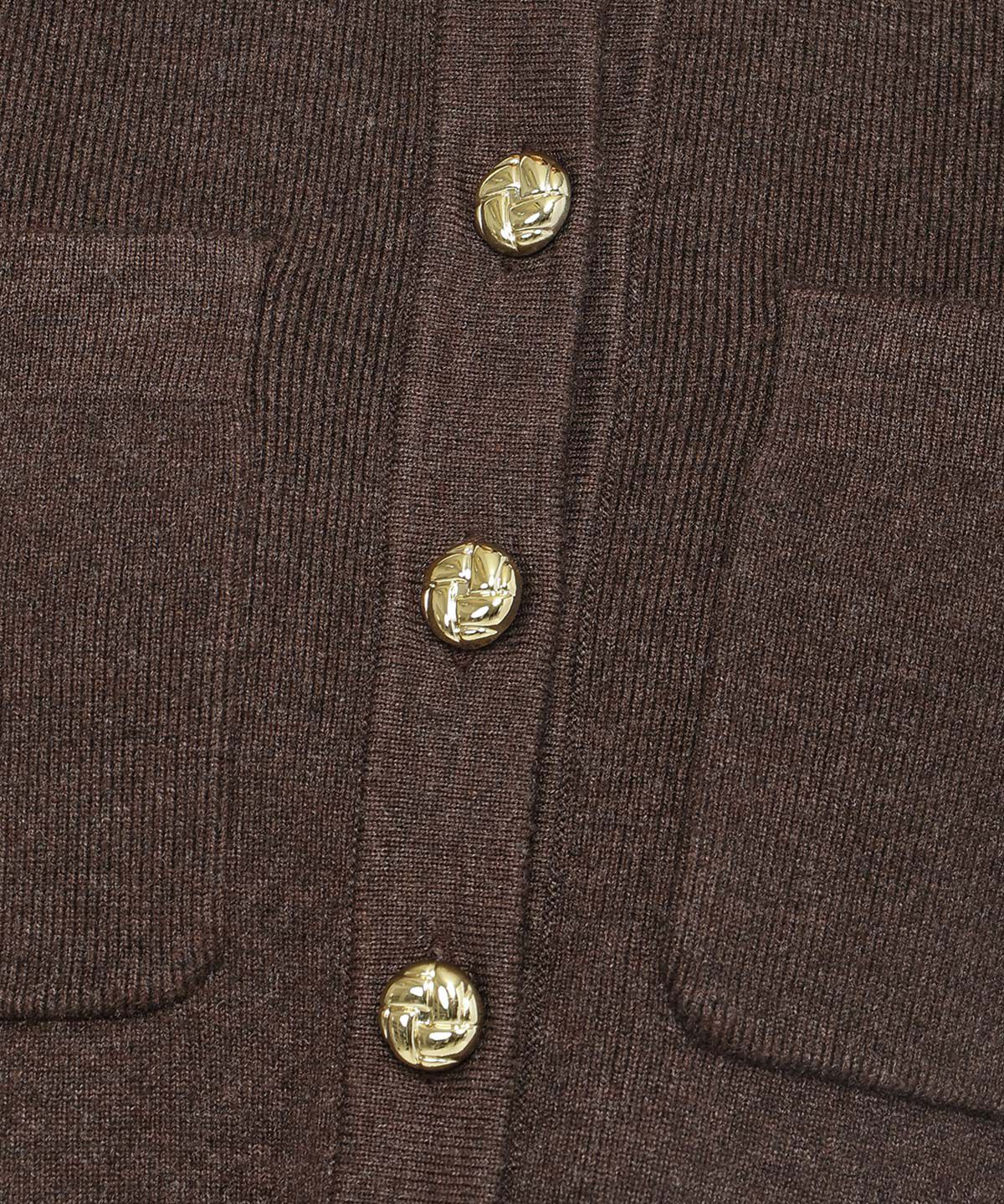 アンドクチュール「ノーカラーニットカーデジャケット」|カーディガン|