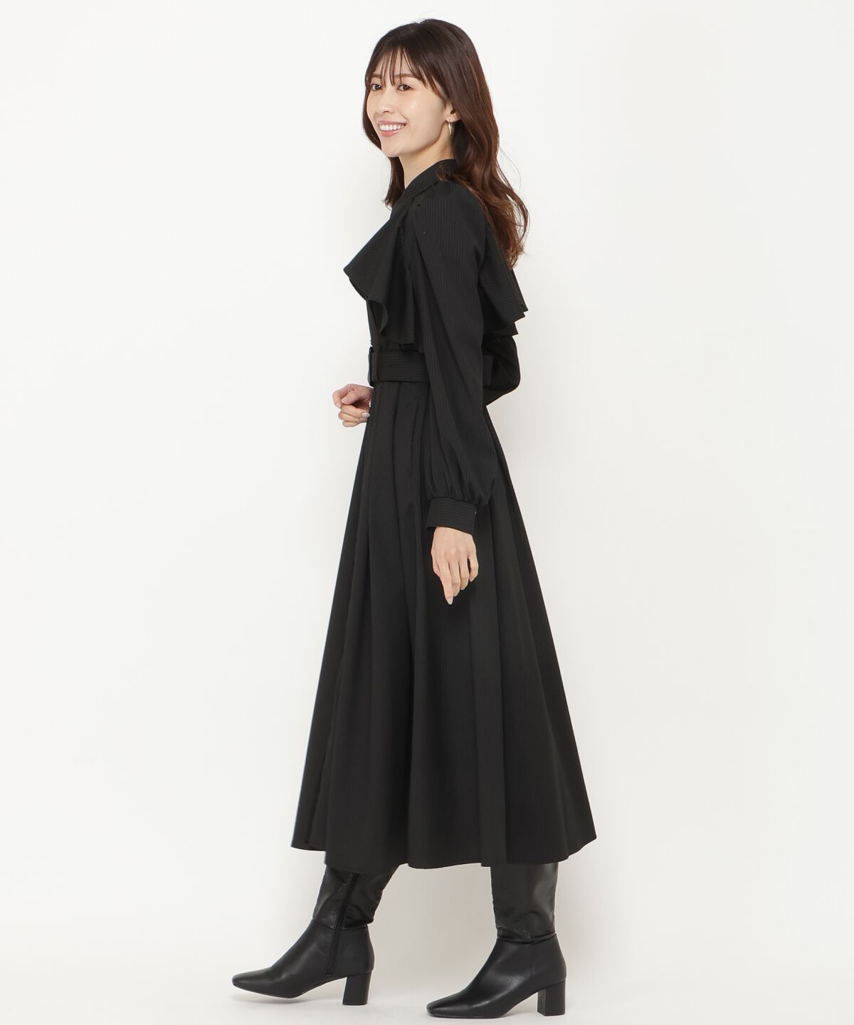 アンドクチュール「ストライプフリルケープワンピース」|ワンピース|