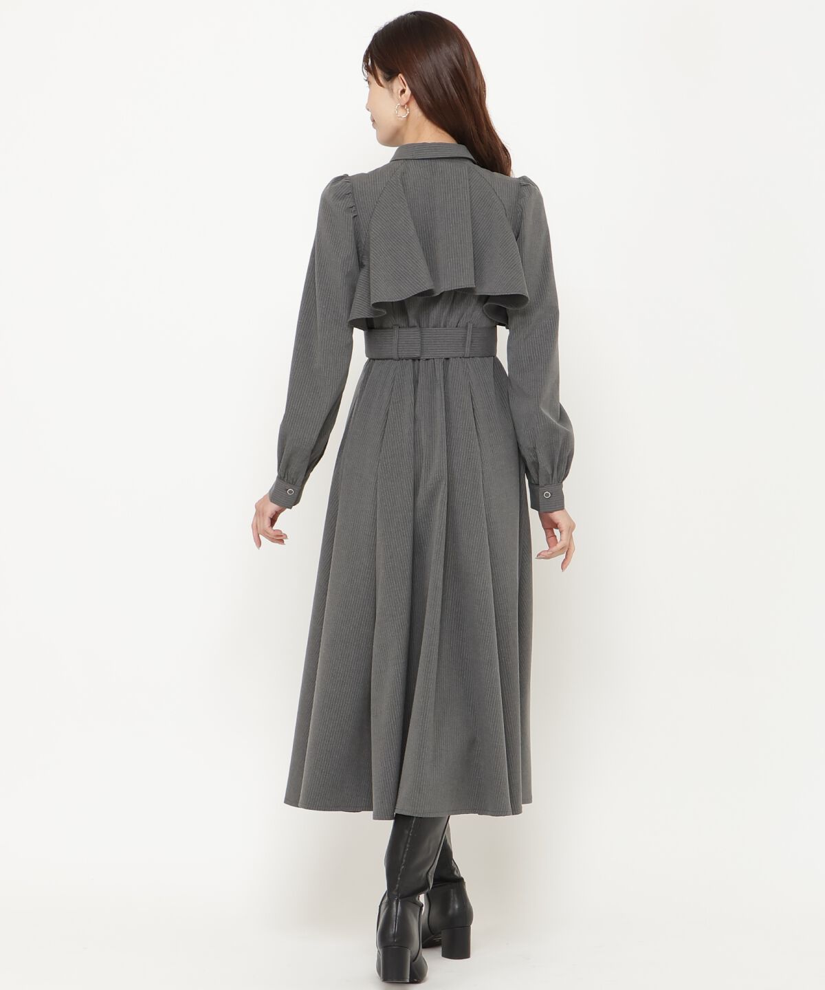 アンドクチュール「ストライプフリルケープワンピース」|ワンピース|