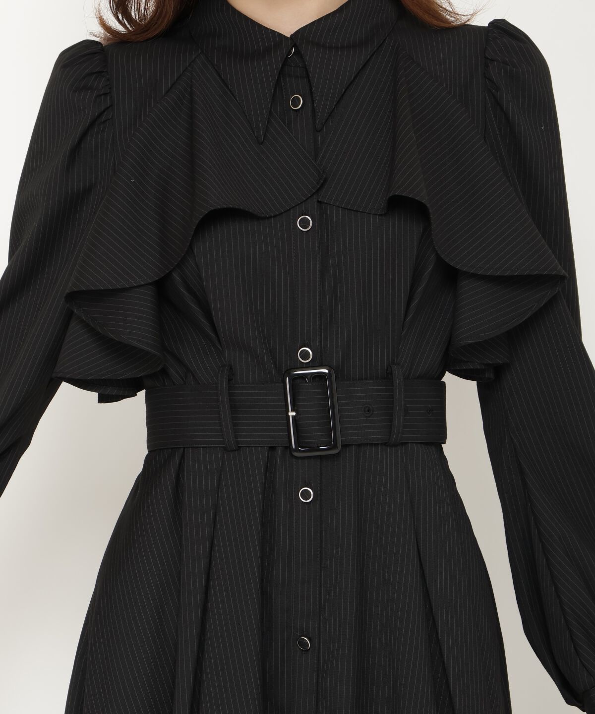 アンドクチュール「ストライプフリルケープワンピース」|ワンピース|