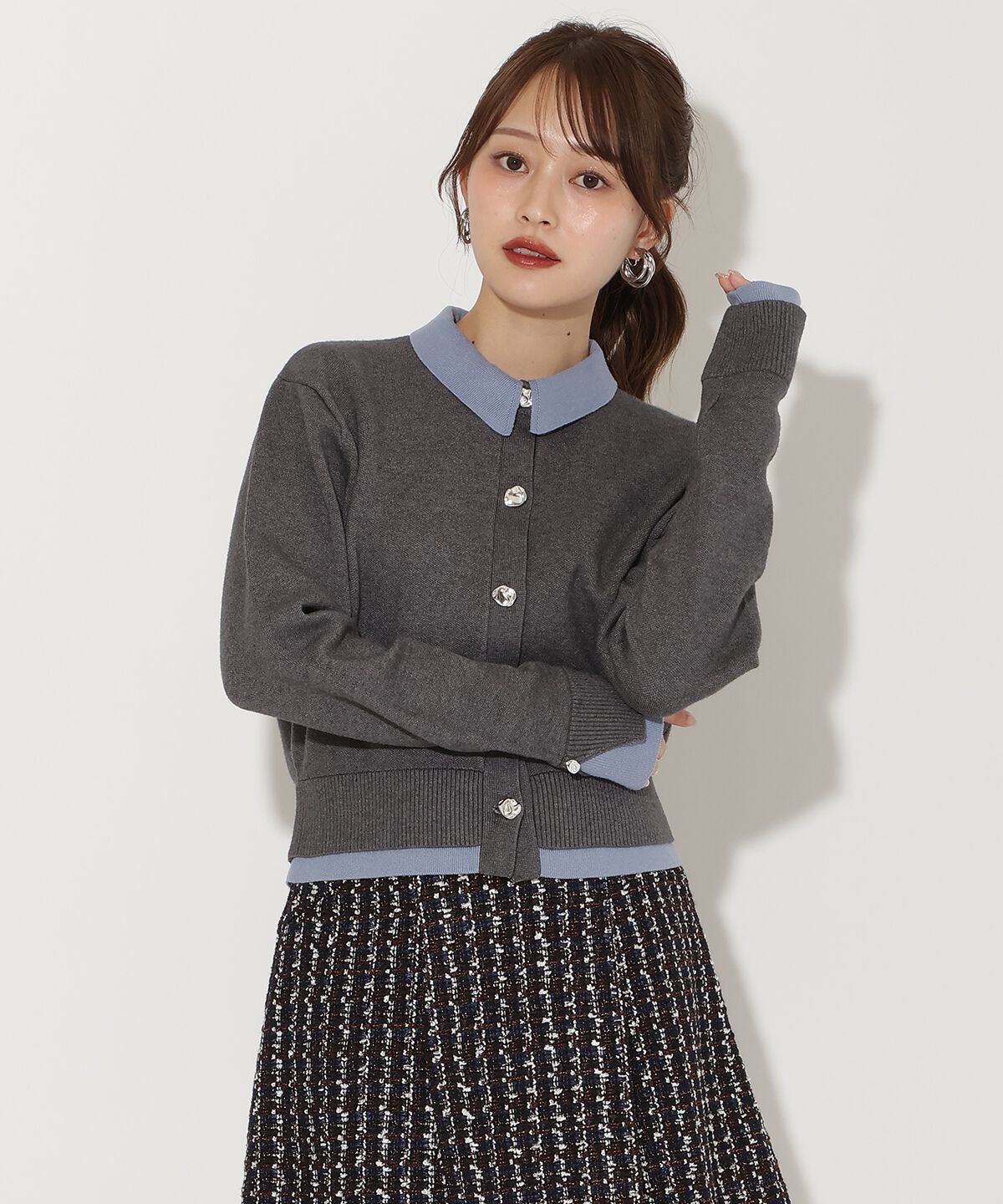 アンドクチュール「レイヤードライクニットカーデ」|カーディガン|