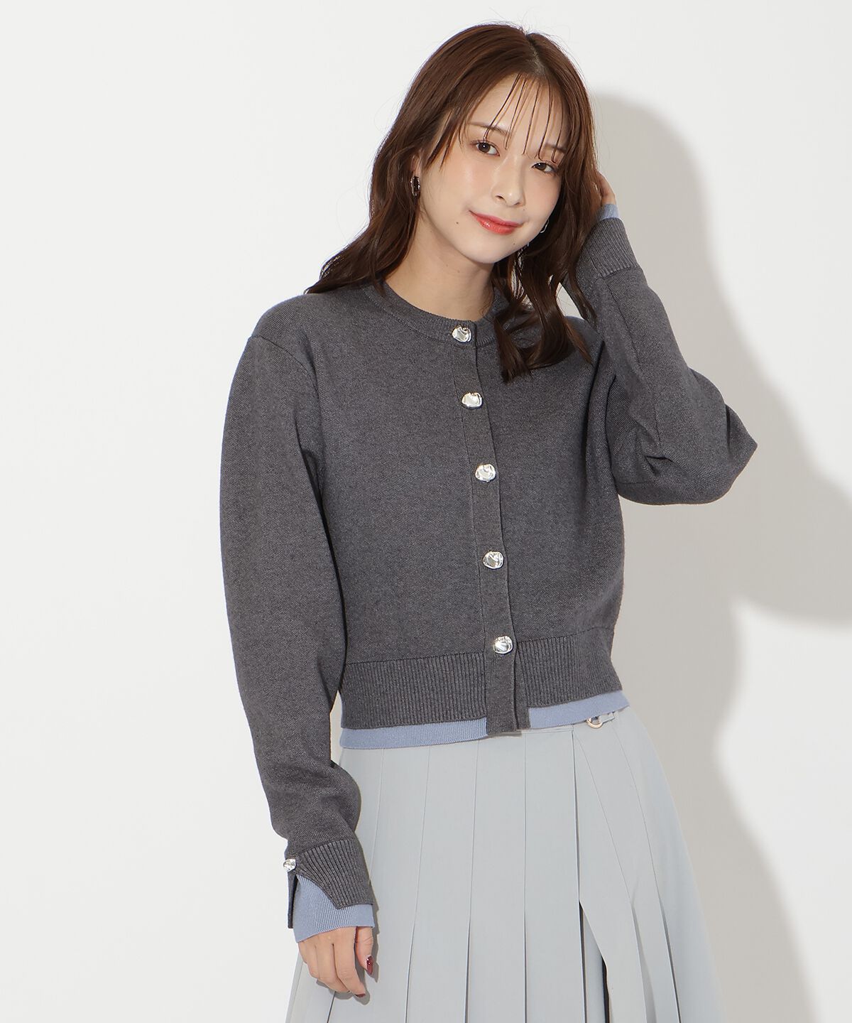 アンドクチュール「レイヤードライクニットカーデ」|カーディガン|