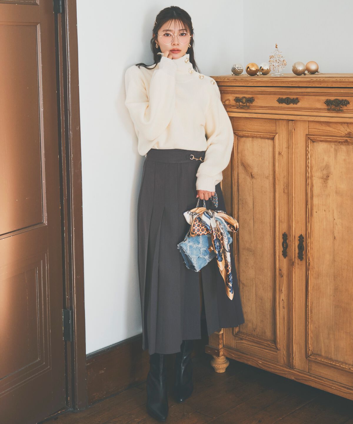 アンドクチュール「ショルダーボタンマルチウェイニットプルオーバー」|ニット・セーター|