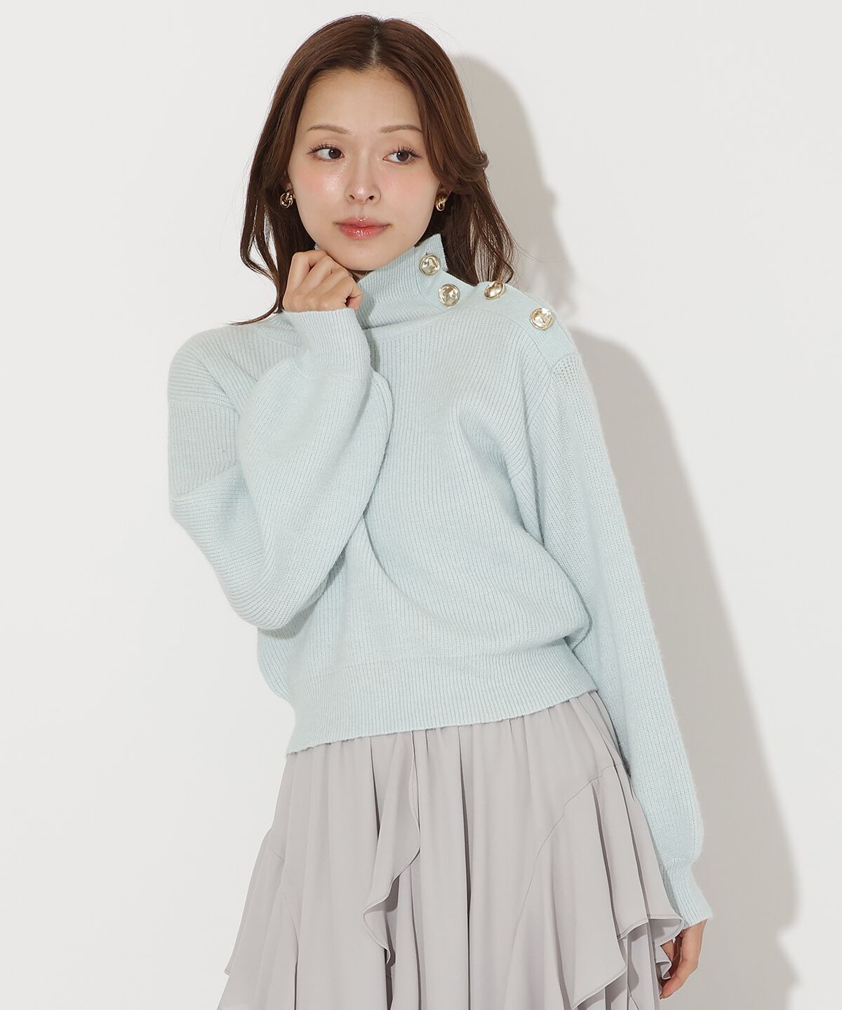 アンドクチュール「ショルダーボタンマルチウェイニットプルオーバー」|ニット・セーター|