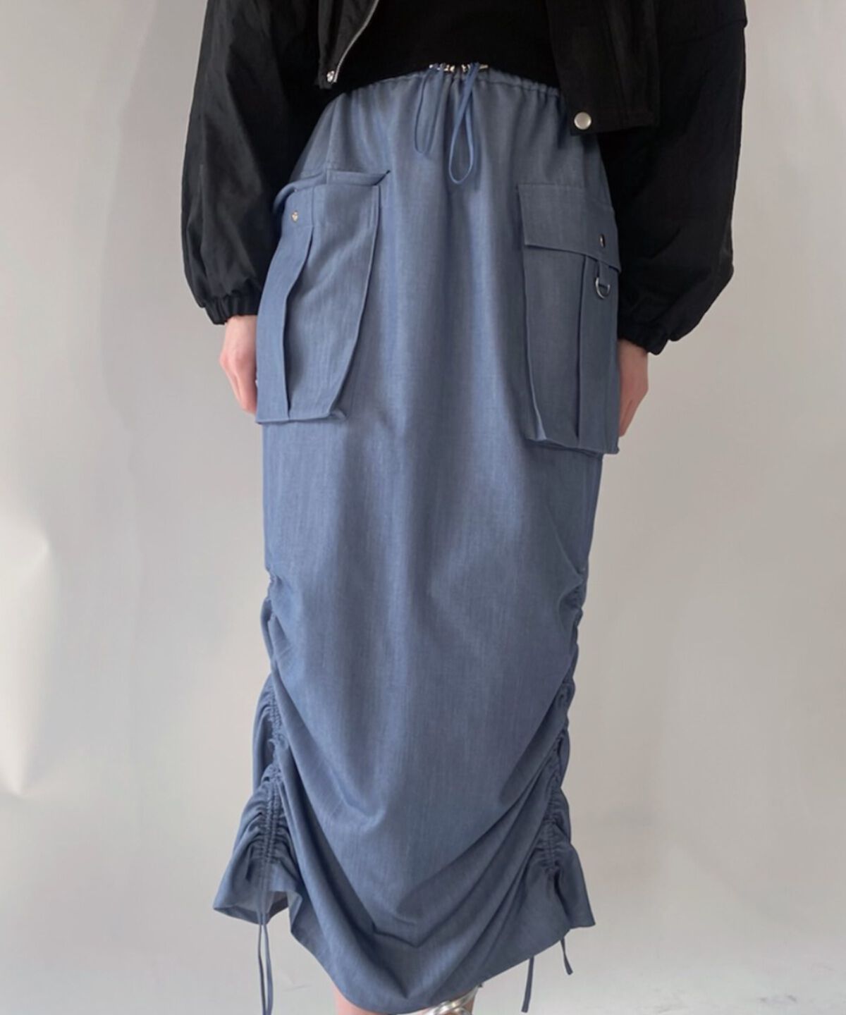 REDYAZEL「ミリタリーポケットデザインドロストマキシスカート」|タイト|