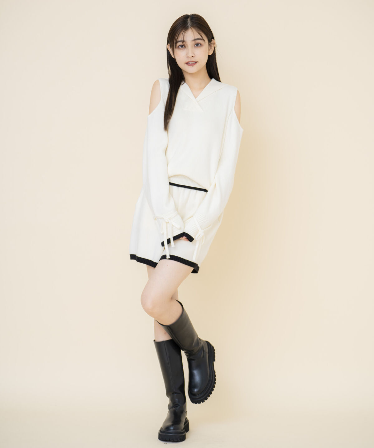 REDYAZEL「セーラーカラートップス&ショートパンツニットセットアップ」|ワンピース|