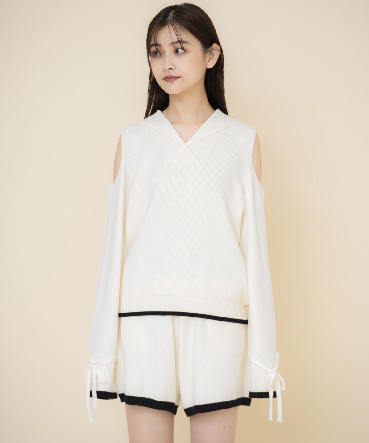 REDYAZEL「セーラーカラートップス&ショートパンツニットセットアップ」|ワンピース|