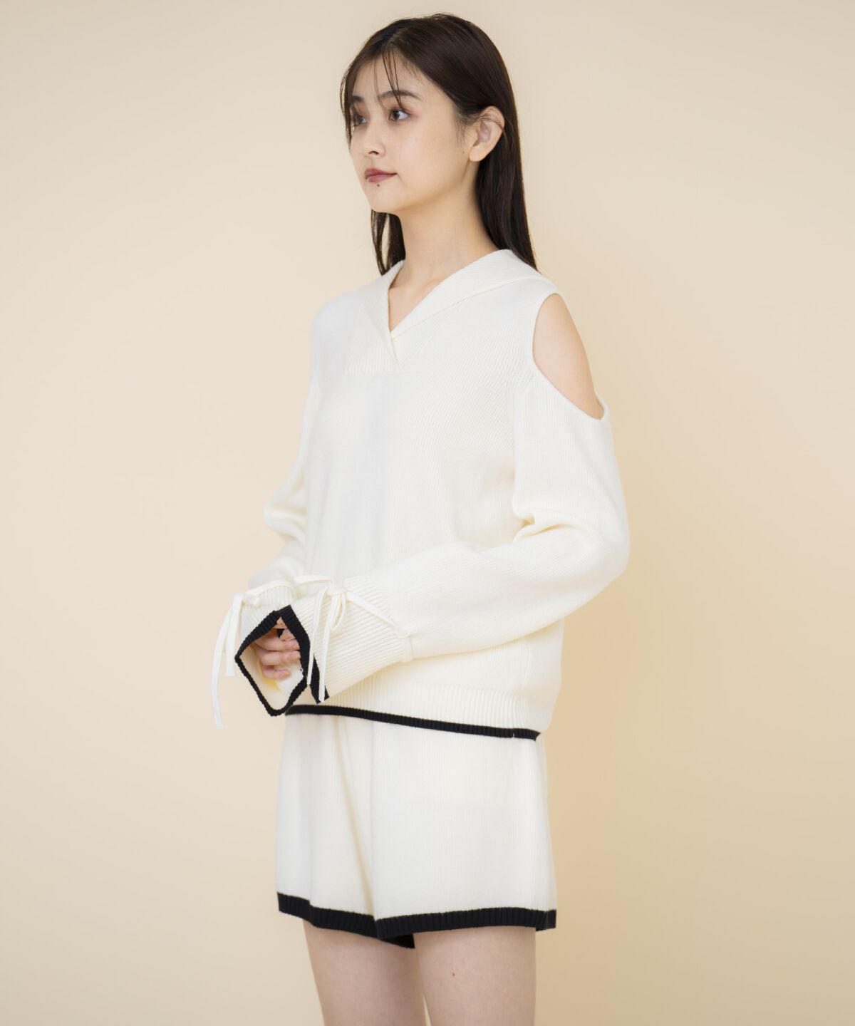 REDYAZEL「セーラーカラートップス&ショートパンツニットセットアップ」|ワンピース|