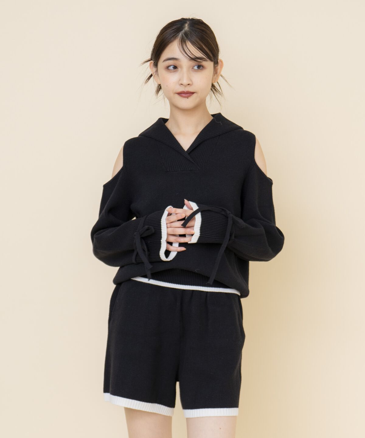 REDYAZEL「セーラーカラートップス&ショートパンツニットセットアップ」|ワンピース|