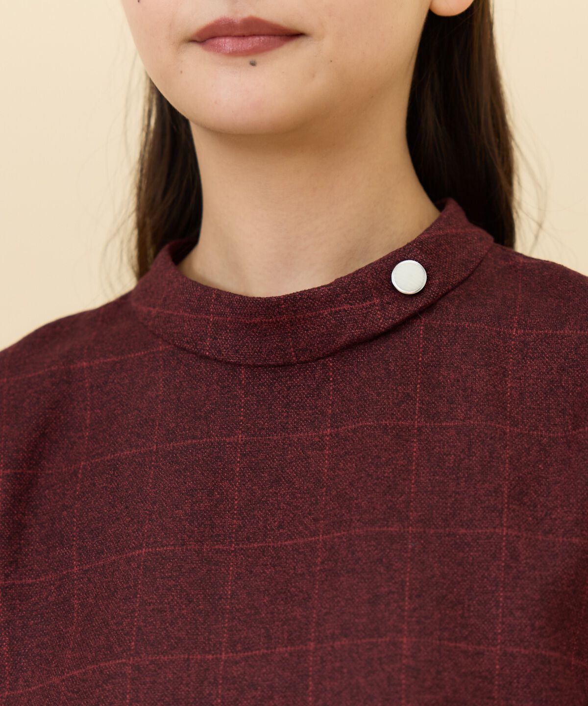 REDYAZEL「バイカラーチェックスタンドトップス」|シャツ・ブラウス|