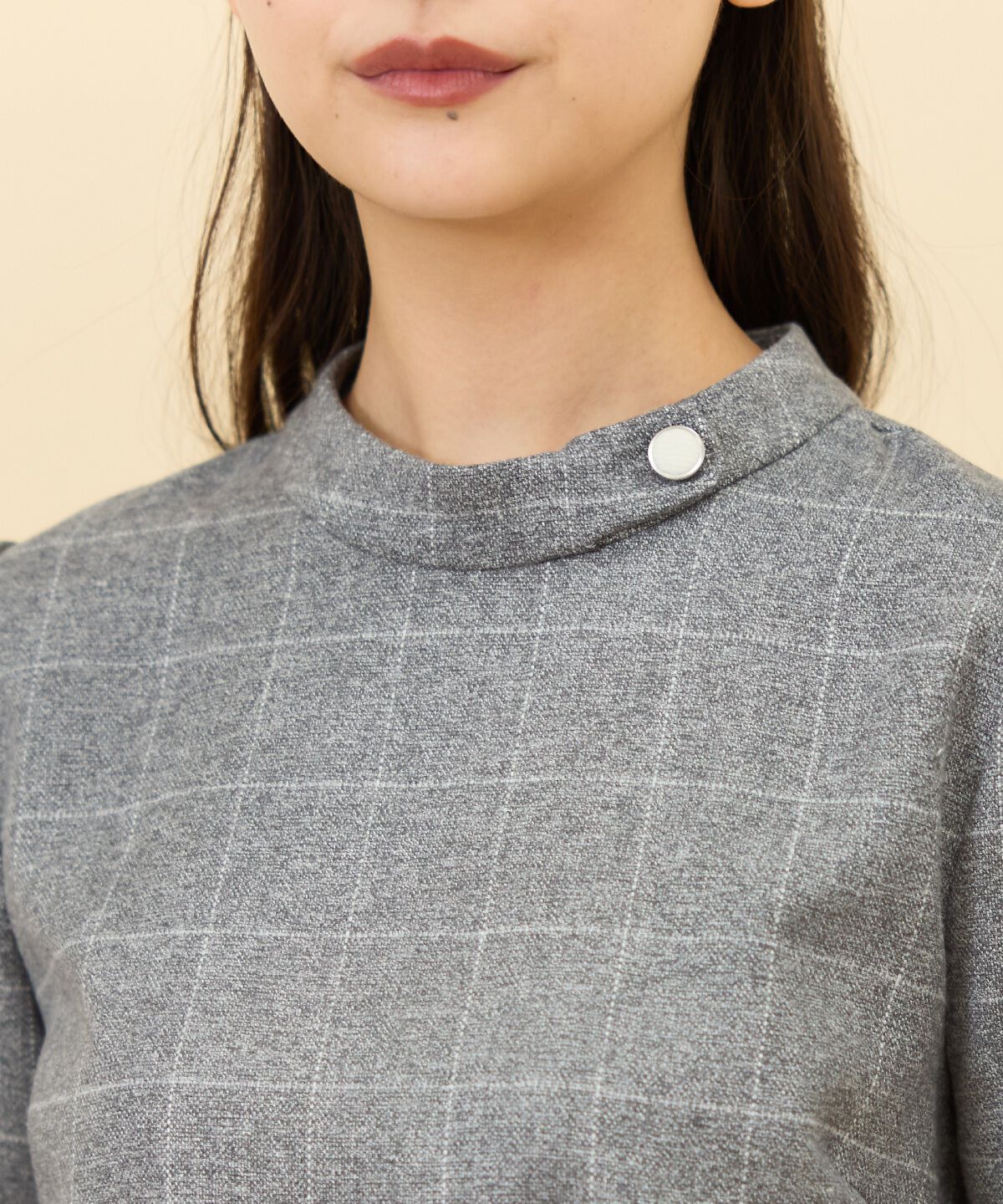 REDYAZEL「バイカラーチェックスタンドトップス」|シャツ・ブラウス|