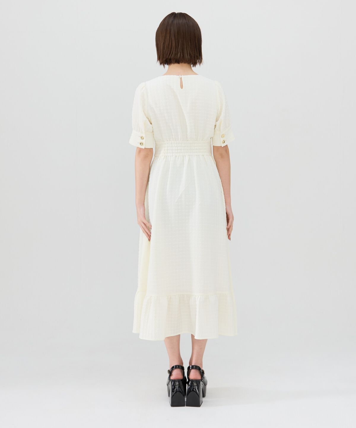 REDYAZEL「ニュアンスボタンジャガードワンピース」|ワンピース|