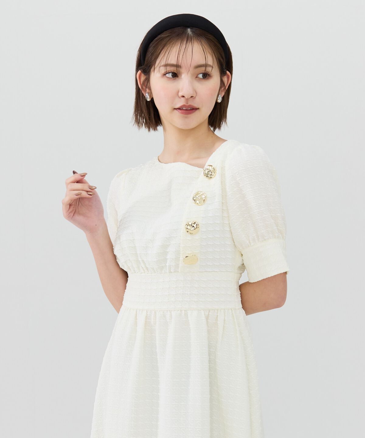 REDYAZEL「ニュアンスボタンジャガードワンピース」|ワンピース|