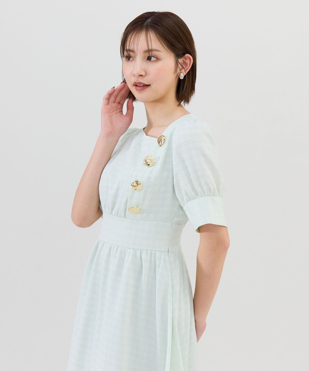 REDYAZEL「ニュアンスボタンジャガードワンピース」|ワンピース|