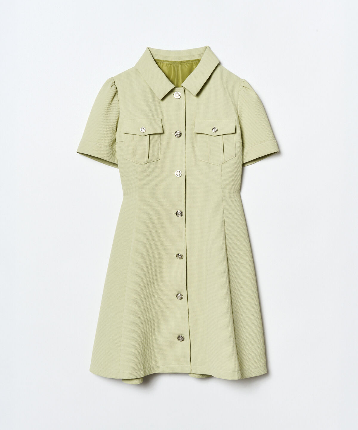 REDYAZEL「エンブレムボタンワッフルシャツワンピース」|ワンピース|