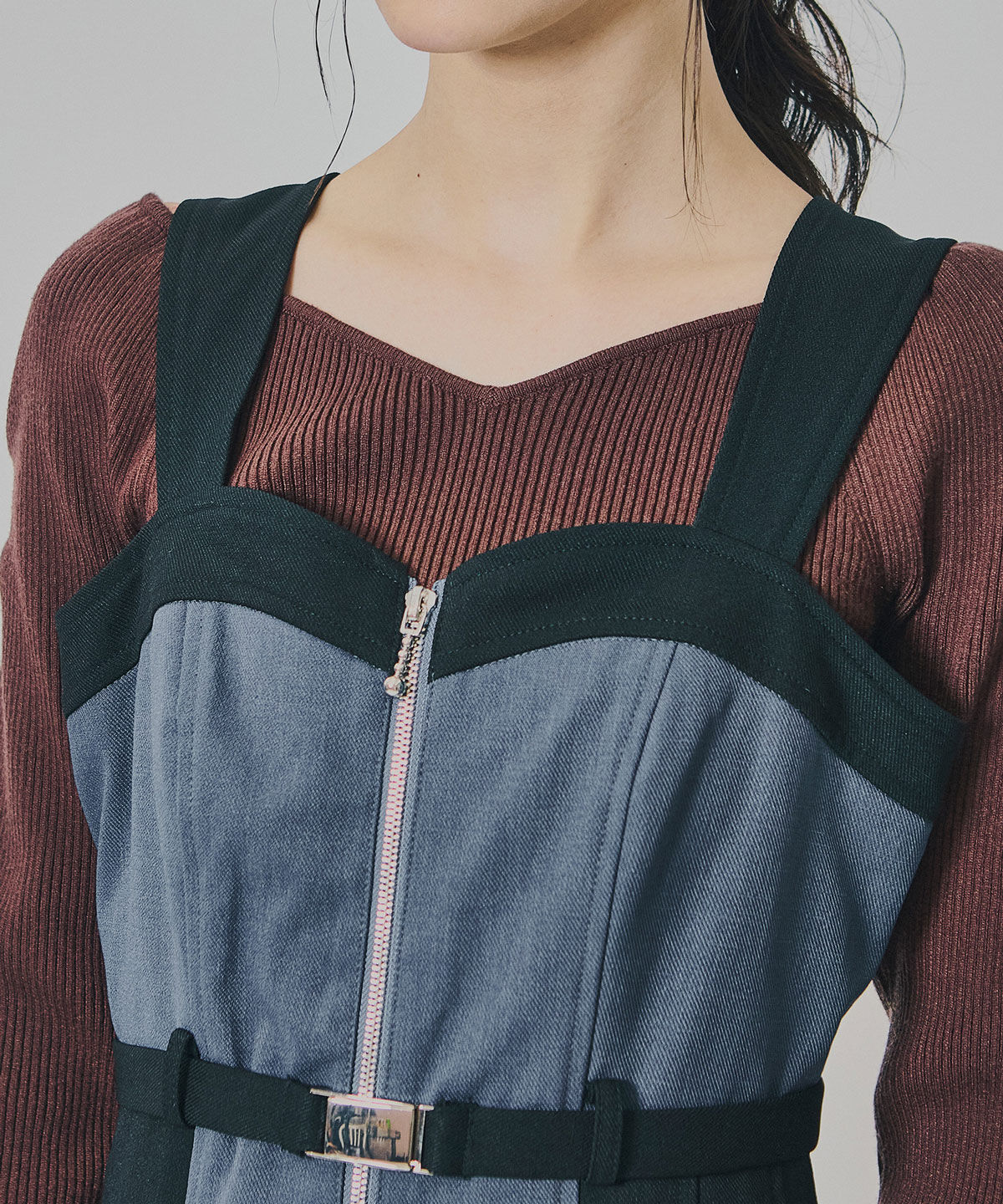 REDYAZEL「フロントジップバイカラージャンスカ」|ワンピース|