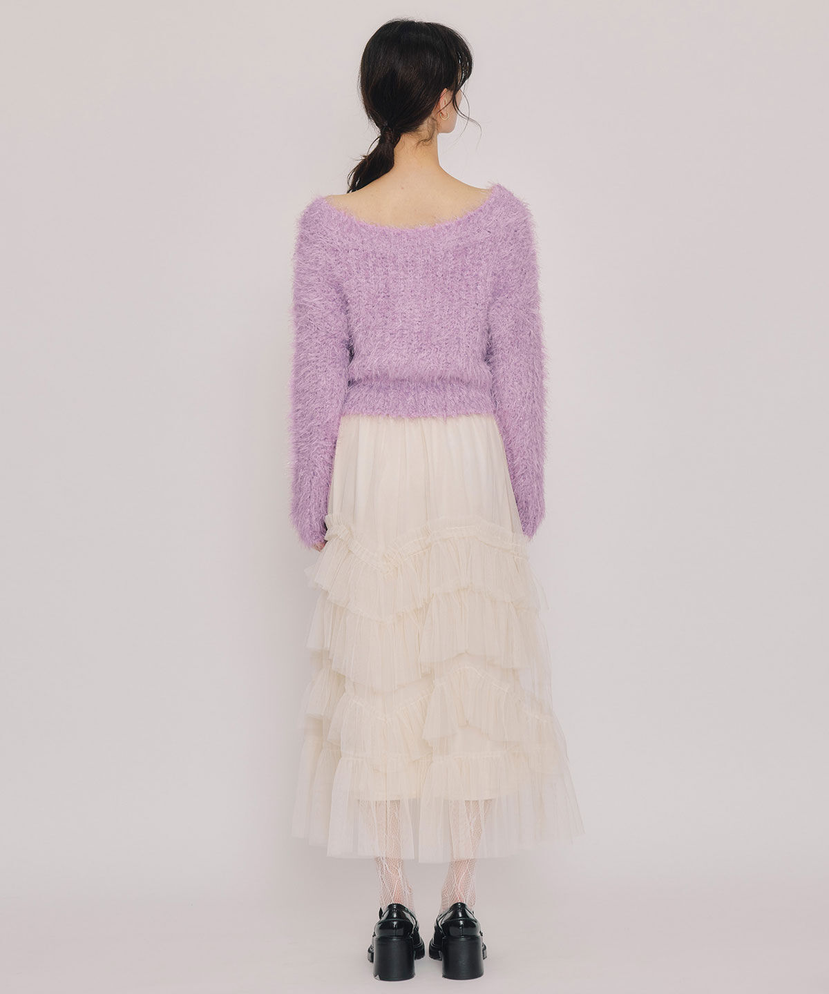 REDYAZEL「ギャザーチュールティアードロングスカート」|フレア|