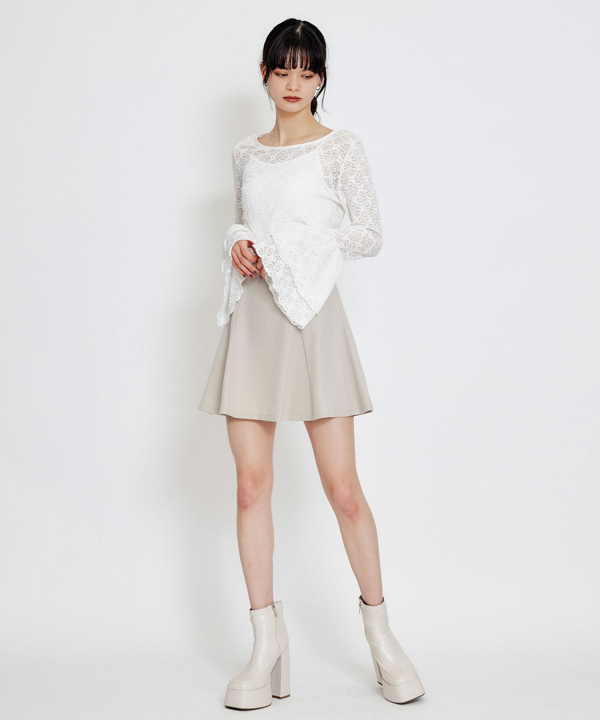 REDYAZEL「ベルトチューリップミニスカート」|フレア|